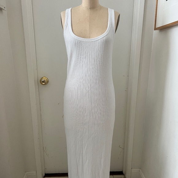 White Sleeveless Knit Tank Maxi Dress - Picture 1 of 8